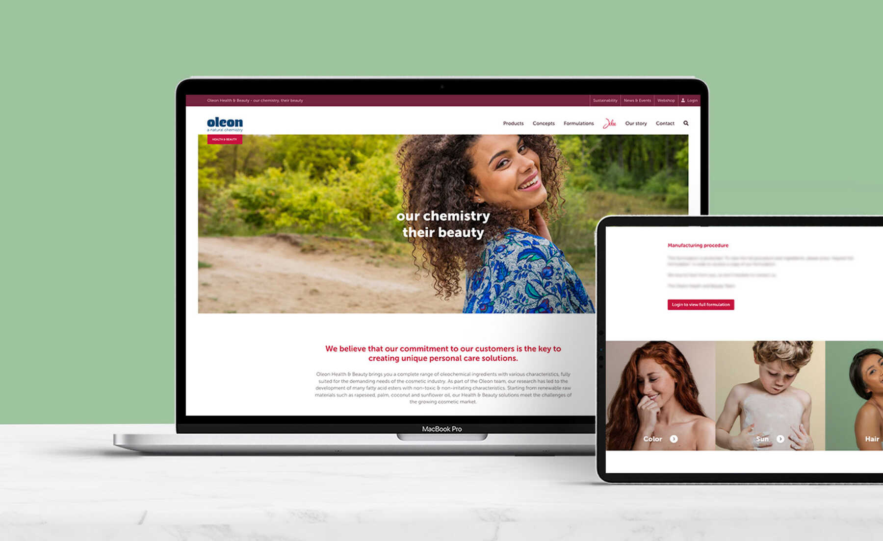Oleon Health & Beauty homepage